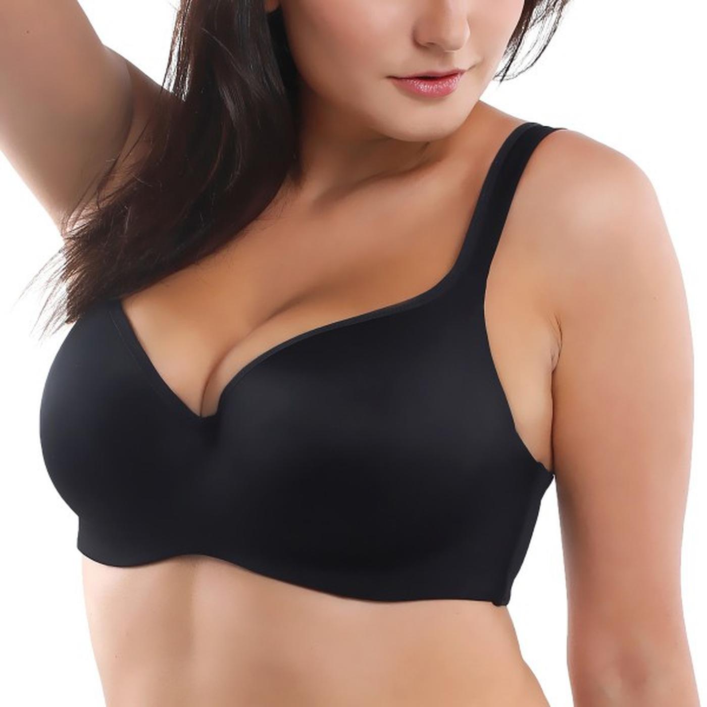 Womens Balconette Bra Plus Size Full Coverage Tshirt Seamless Underwire  Bras Back Smoothing Black 42C