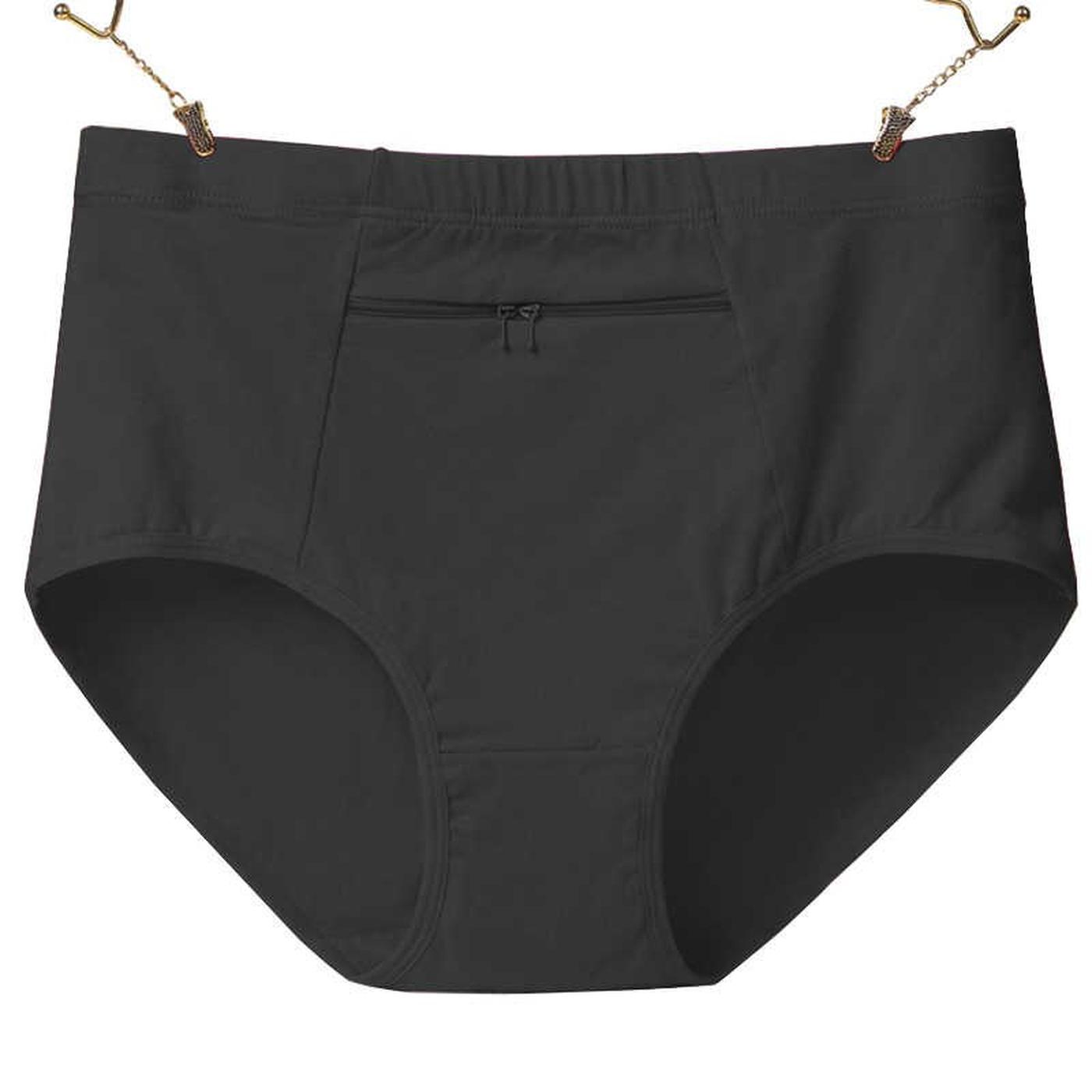 Women Underwear Anti-theft Zipper Pocket High Waist Seamless