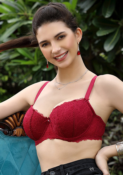 Buy Lovable Women Girls Scuba Padded Non Wired Full Coverage Everyday Bra  in Red Color - Bridal Collection LBC-03-Crimson RED- 38C at
