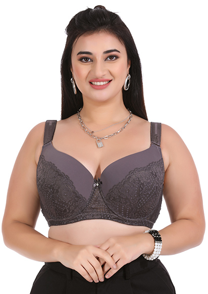 girl wearing High Support Full Coverage Under Wired Minimizer Bra in All Big Sizes (38F-40F-42F-44F-46F-48F) | Lovebird