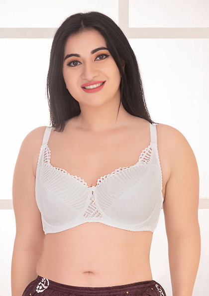 Sheer Mesh Non-Padded Lace Bralette with Underwire for Women