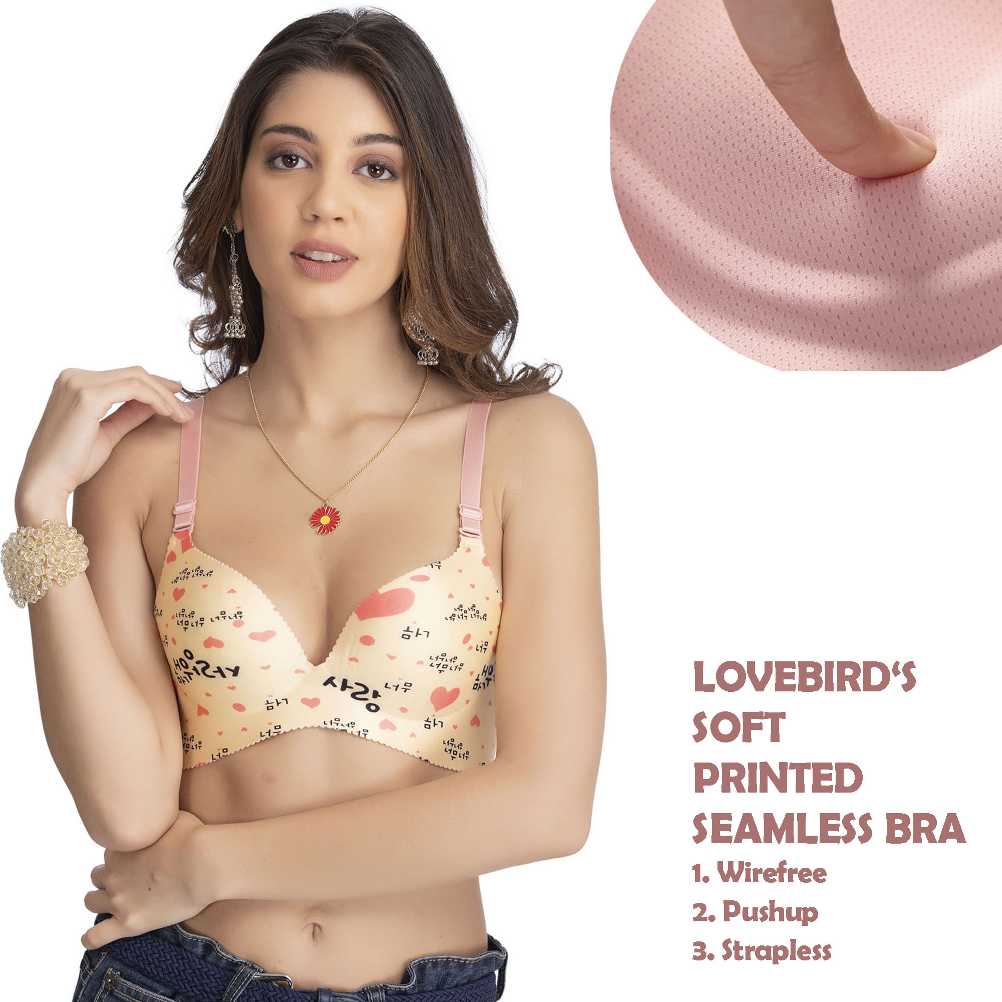 Smooth Level3 Push-up wire free cups and adjustable straps bra