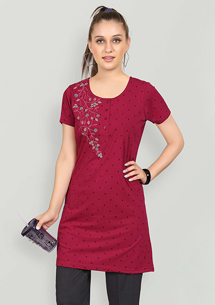 Buy Online NS-1005 Long Kurti Style Night Suit with Pyjama | Lovebird