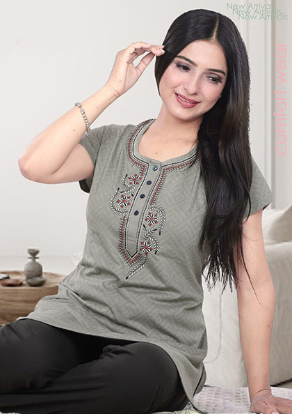 NS-5759 LONG KURTI PYJAMA NIGHTSUIT