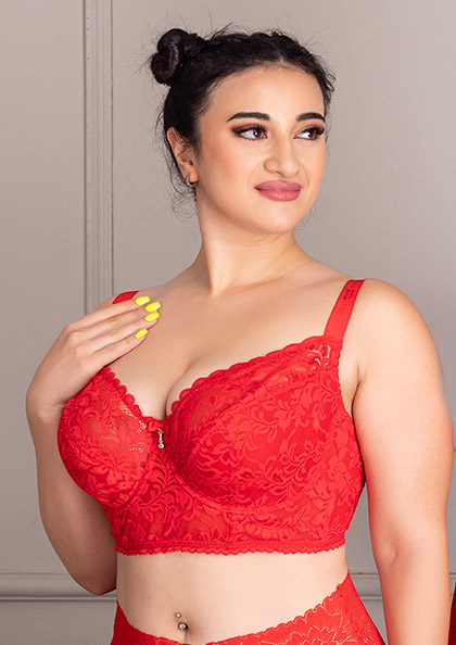 Buy Online Lightly Padded Under Wired Full Coverage Bridal Bra In Red Color | Lovebird