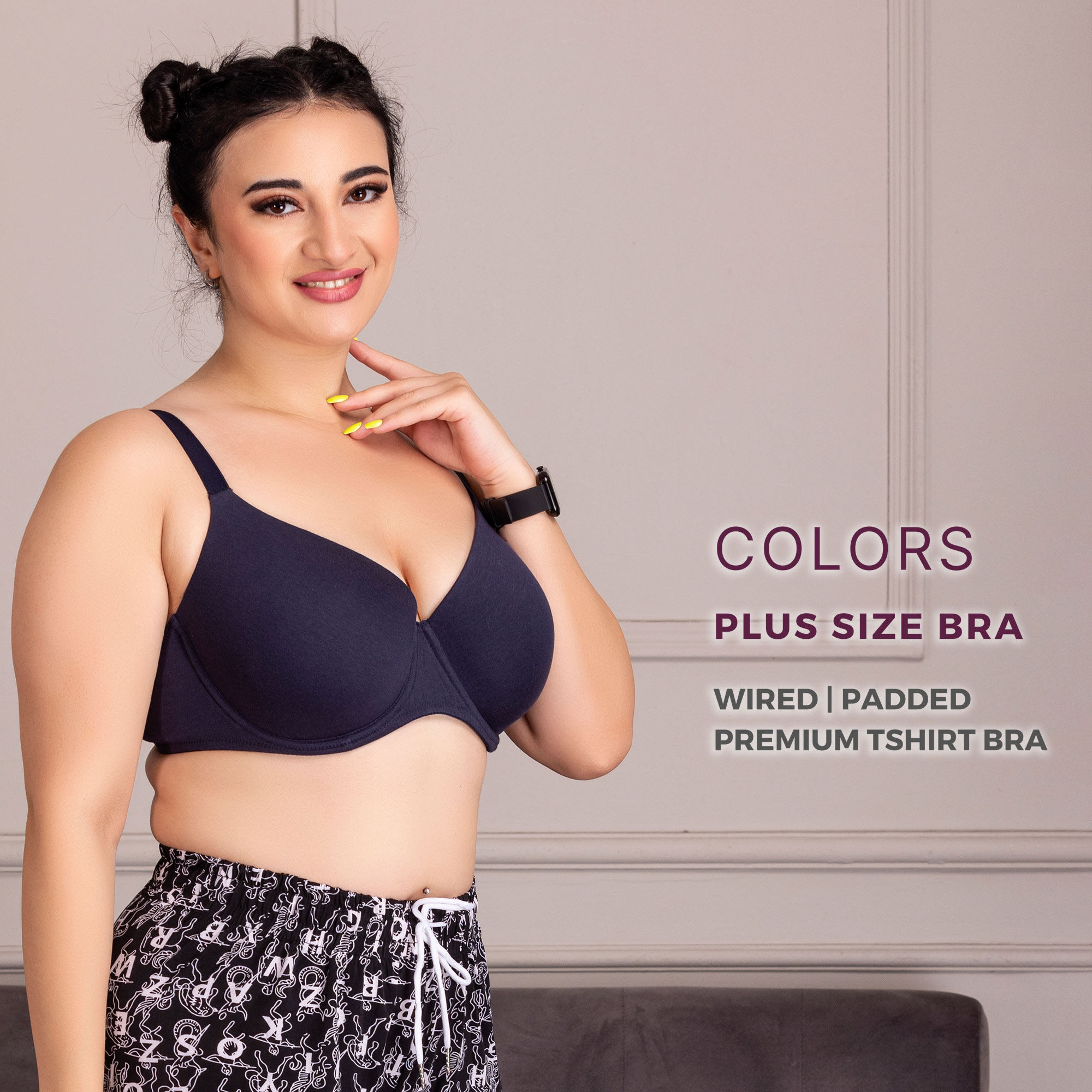 Navy Soft Touch Cotton T-shirt Dd+ Cup Size Bra