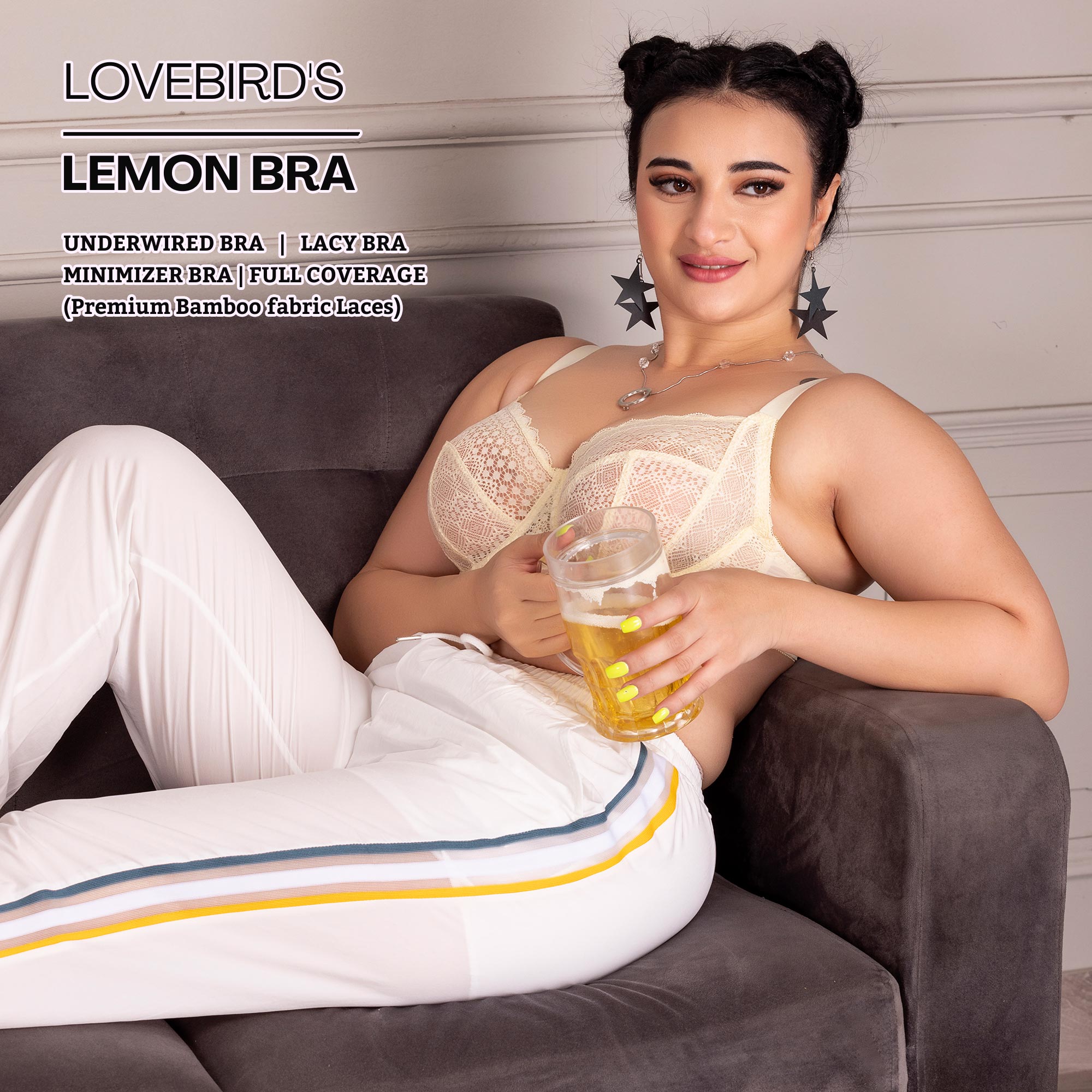 Intimate Lace Underwired Full Coverage Minimizer Lemon Bra