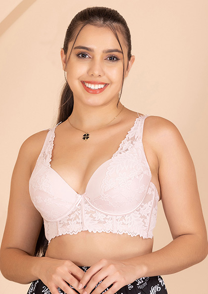 Buy online Grey Laced Push Up Bra from lingerie for Women by