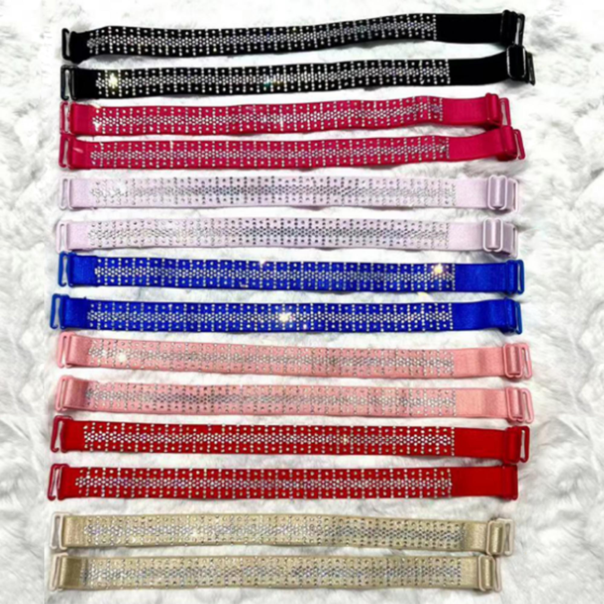 Full Jewel Stones Colored Fancy Bra Strap 18MM | Lovebird Lingerie