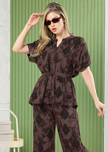 Buy Online 1388 Rayon Night Suit Front Open Kaftaan Style | Lovebird