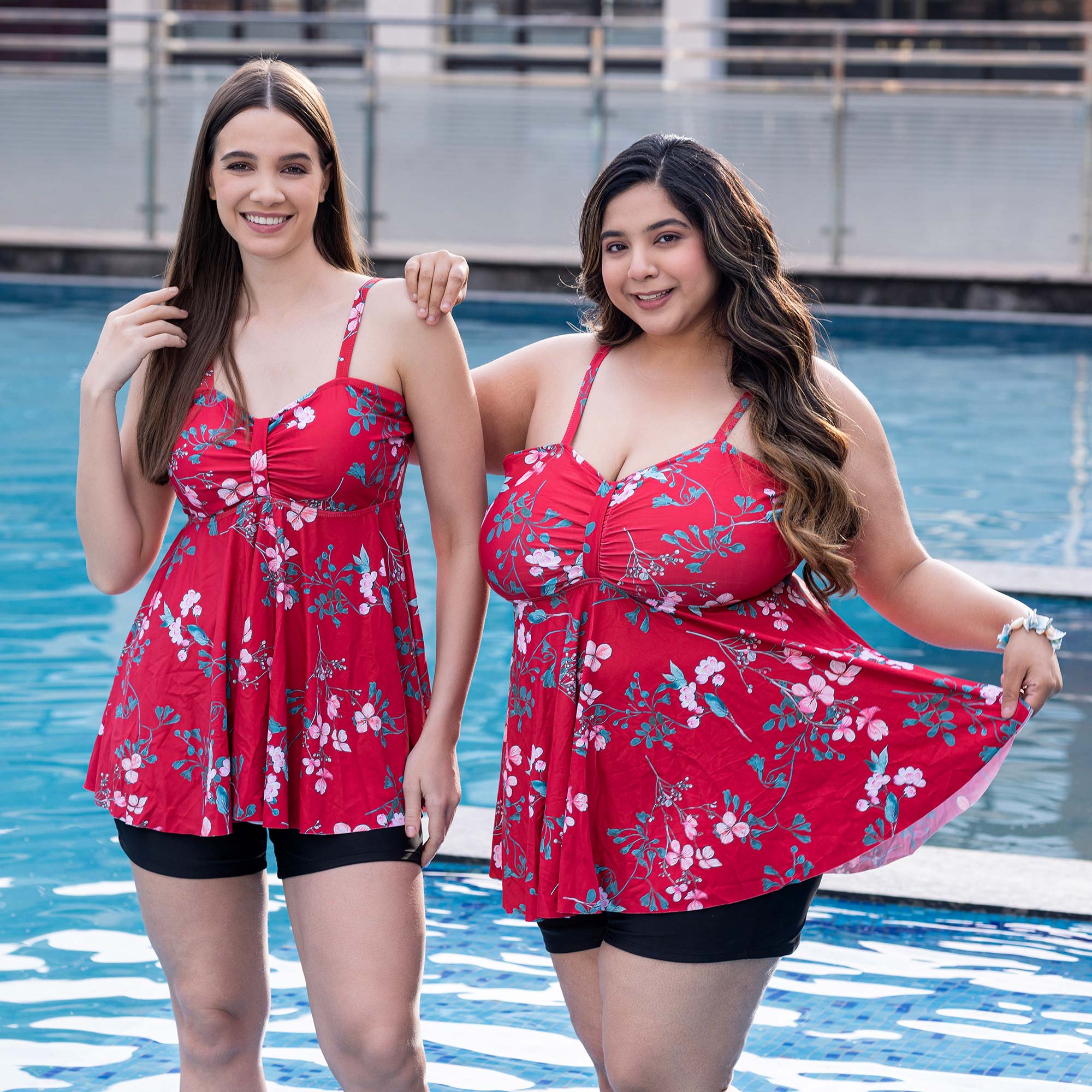 Lovebird Lingerie Plus Size Floral Swimdress Swimwear with  Boyshorts Tummy Control Swimming Suits