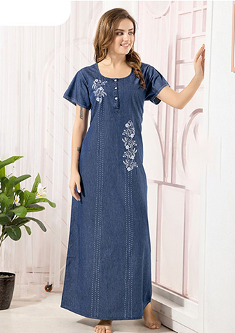 Buy Online Ny-14432 Denim Cotton Nighty | Lovebird