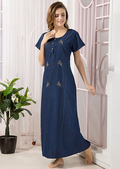 Buy Online Ny-14435 Denim Cotton Nighty | Lovebird