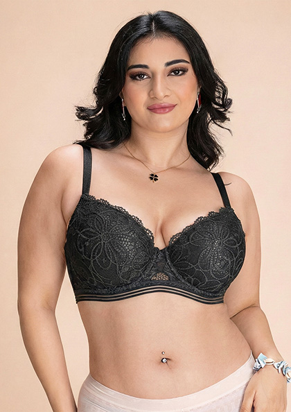 Buy Online Plus Size YE09 Underwired Light Padded Lacy Bra | Lovebird