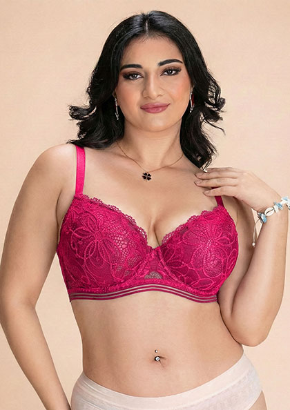 Buy Online Plus Size YE09 Underwired Light Padded Lacy Bra | Lovebird