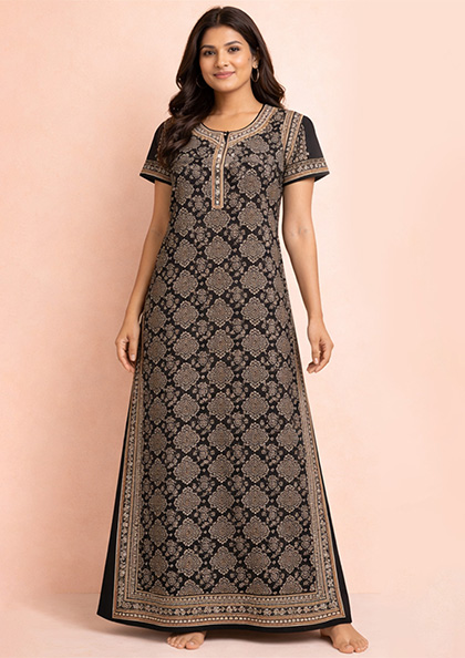 Buy Online LOVEBIRD Khadi-01 Cotton Blend Nighty | Lovebird