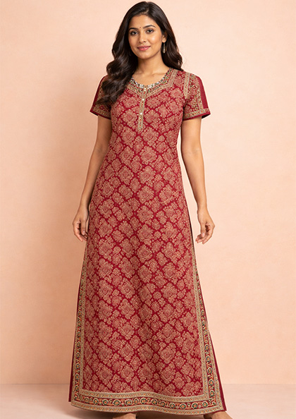 Buy Online LOVEBIRD Khadi-01 Cotton Blend Nighty | Lovebird