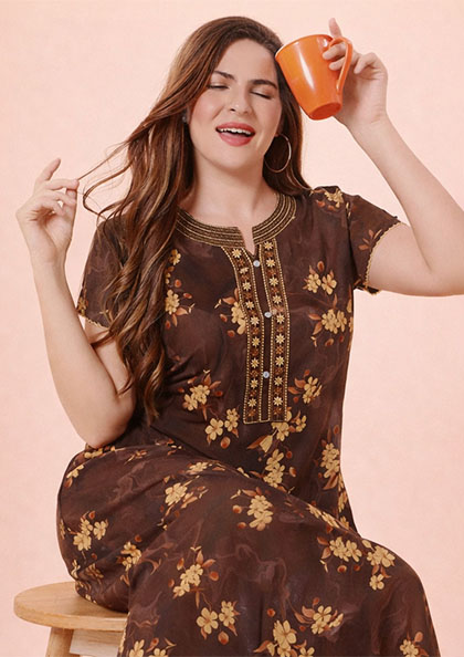 Buy Online LOVEBIRD Paper Cotton-03 Cotton Blend Nighty | Lovebird