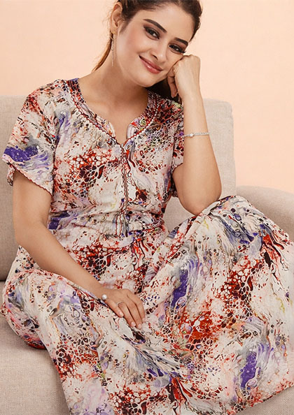 Buy Online LOVEBIRD Paper Cotton-04 Cotton Blend Nighty | Lovebird