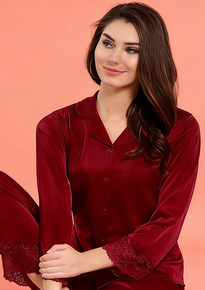 Buy Online LOVEBIRD Ns8834 Satin Plain Night Suit | Lovebird