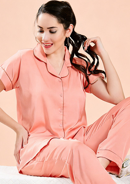 Buy Online LOVEBIRD Ns8835 Satin Plain Night Suit | Lovebird