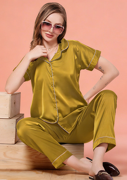 Buy Online LOVEBIRD Ns8835 Satin Plain Night Suit | Lovebird