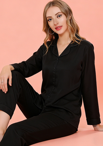 NS8835FLS SATIN PLAIN NIGHT SUIT