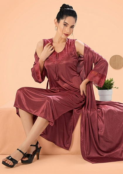 Buy Online LOVEBIRD C260 Long Nighty Long Gown | Lovebird