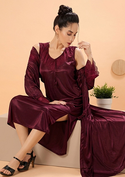 Buy Online LOVEBIRD C260 Long Nighty Long Gown | Lovebird