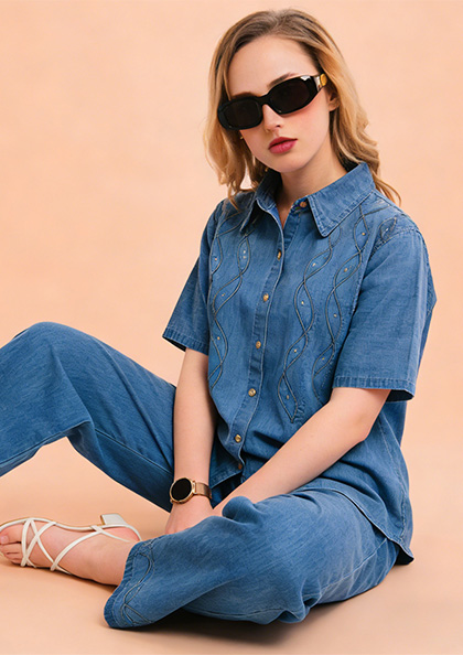 CO-ORD SET 6621 DENIM COTTON BLEND