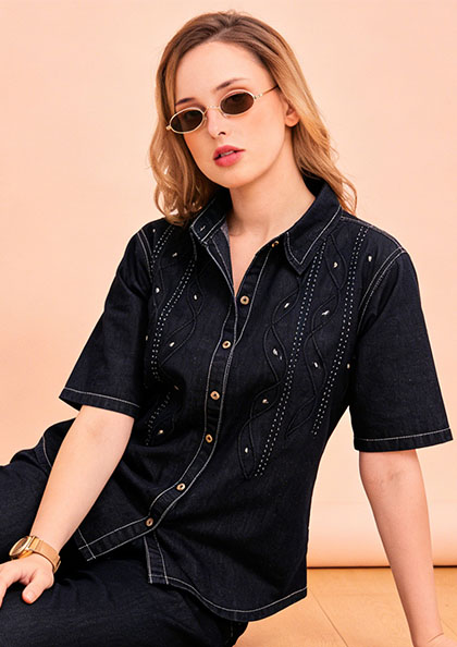 CO-ORD SET 6622 DENIM COTTON BLEND