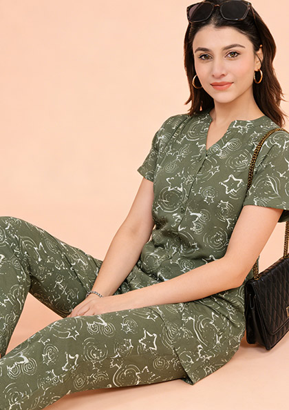 NS8855 SEMI LONG KURTI NIGHT SUIT