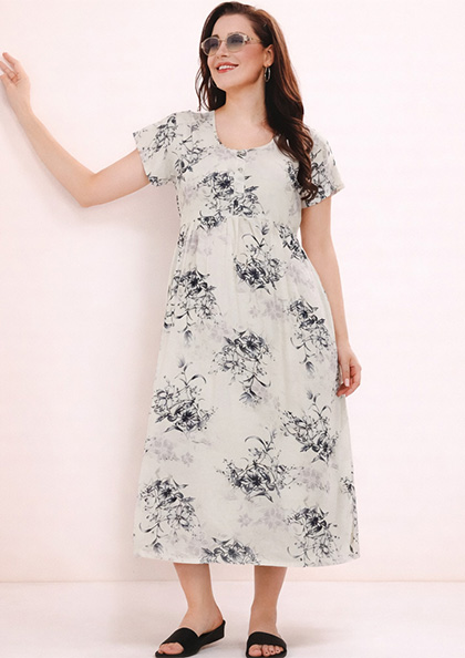 Buy Online LOVEBIRD 9701 Midi Rayon Nighty | Lovebird