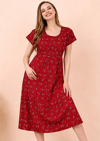 Buy Online LOVEBIRD 9706 Midi Rayon Nighty | Lovebird