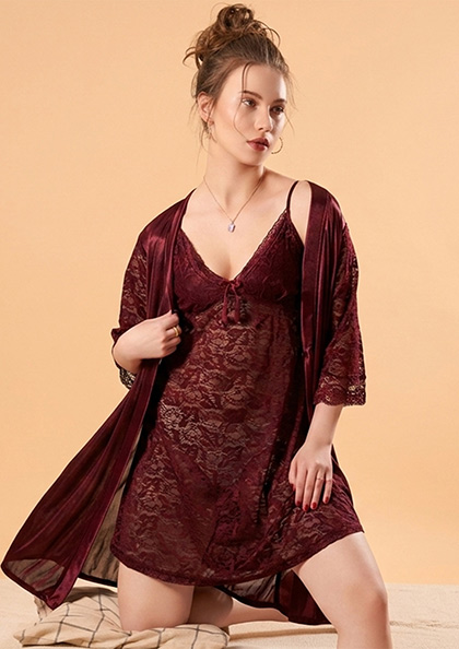 Buy Online LOVEBIRD C261 Short Nighty Short Gown | Lovebird