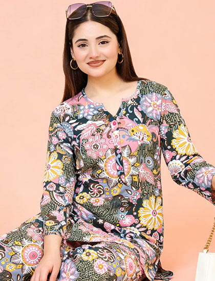 Buy Online LOVEBIRD Ns8866 Kurti Plazo Night Suit | Lovebird