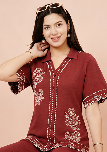 NS8874 FRONT OPEN NIGHT SUIT