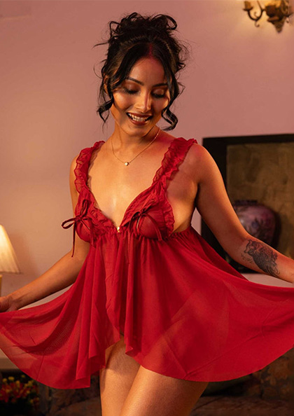 Buy Online LOVEBIRD Ww01 Fancy Bridal Babydoll Dress Nightwear | Lovebird