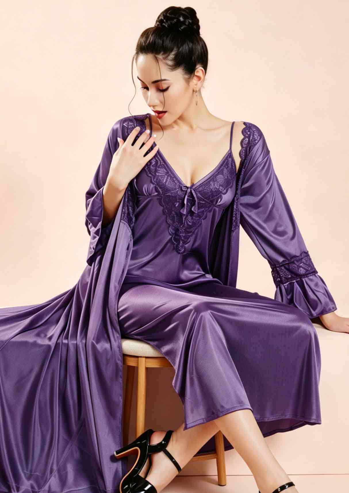 Buy Online LOVEBIRD C267 Long Nighty Long Gown | Lovebird