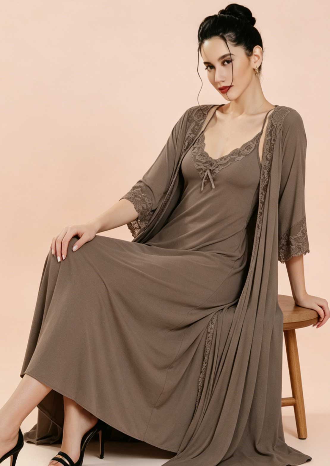 Buy Online LOVEBIRD C269 Long Nighty Long Gown Malai | Lovebird