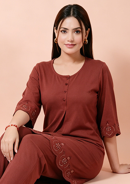 Buy Online LOVEBIRD Ns8875 Long Kurti Night Suit | Lovebird