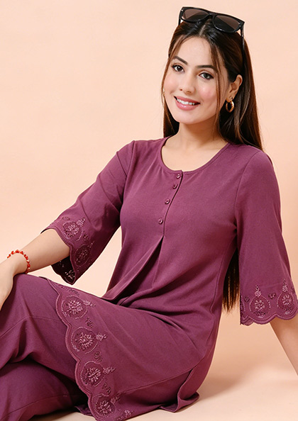 Buy Online LOVEBIRD Ns8875 Long Kurti Night Suit | Lovebird