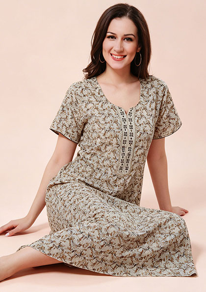 Buy Online LOVEBIRD Ct Nighty 18 Cotton Blend Hosiery Nighty | Lovebird