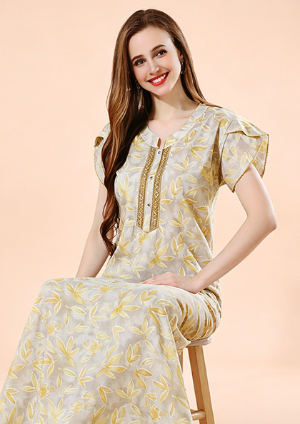 Buy Online LOVEBIRD Ct Nighty 19 Cotton Blend Hosiery Nighty | Lovebird