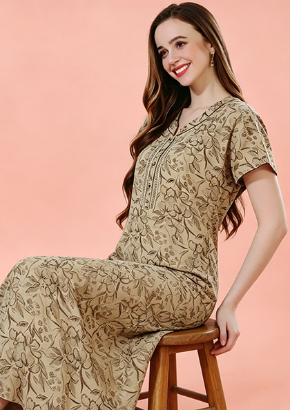 Buy Online LOVEBIRD Ct Nighty 20 Cotton Blend Hosiery Nighty | Lovebird