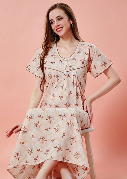 Buy Online LOVEBIRD Ct Nighty 21 Cotton Blend Hosiery Nighty | Lovebird