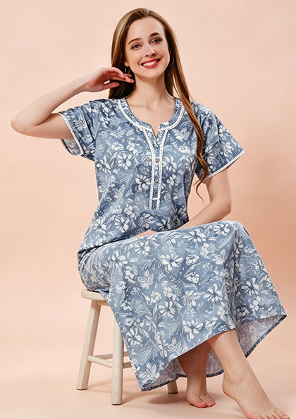 Buy Online LOVEBIRD Ct Nighty 23 Cotton Blend Hosiery Nighty | Lovebird