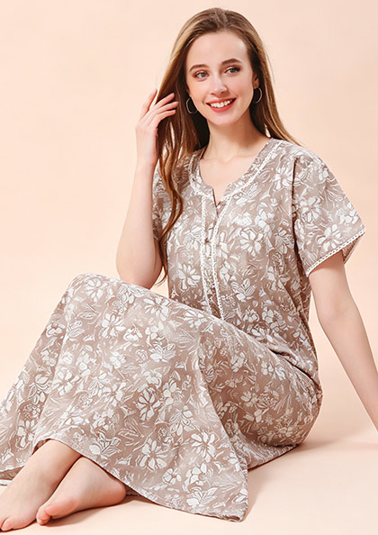 Buy Online LOVEBIRD Ct Nighty 23 Cotton Blend Hosiery Nighty | Lovebird