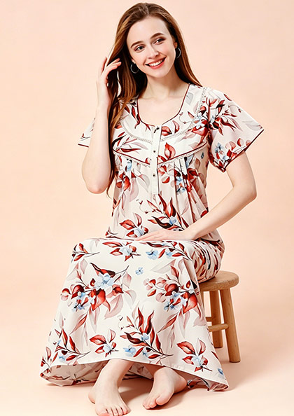 Buy Online LOVEBIRD Ct Nighty 26 Cotton Blend Hosiery Nighty | Lovebird