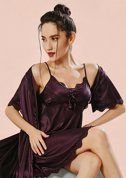 Buy Online LOVEBIRD C270 Short Nighty Long Gown Micro Satin | Lovebird